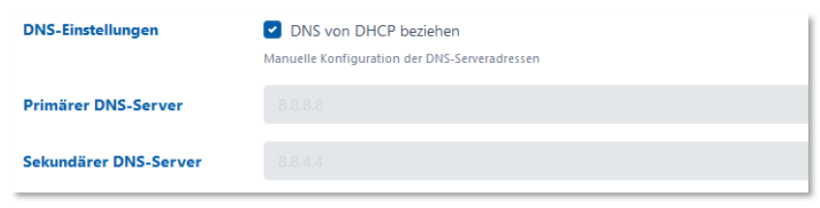 DNS von DHCP beziehen