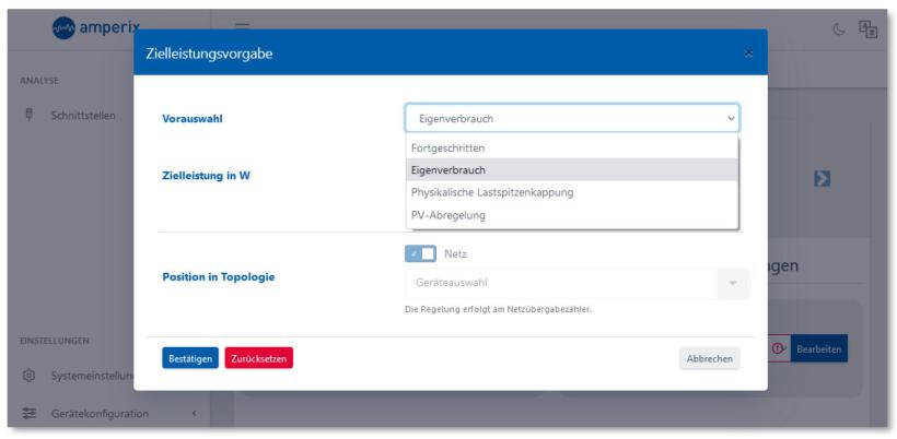 Zielleistungsvorgabe Vorauswahl