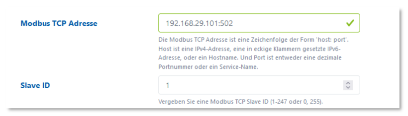 Modbus Adresse eingeben